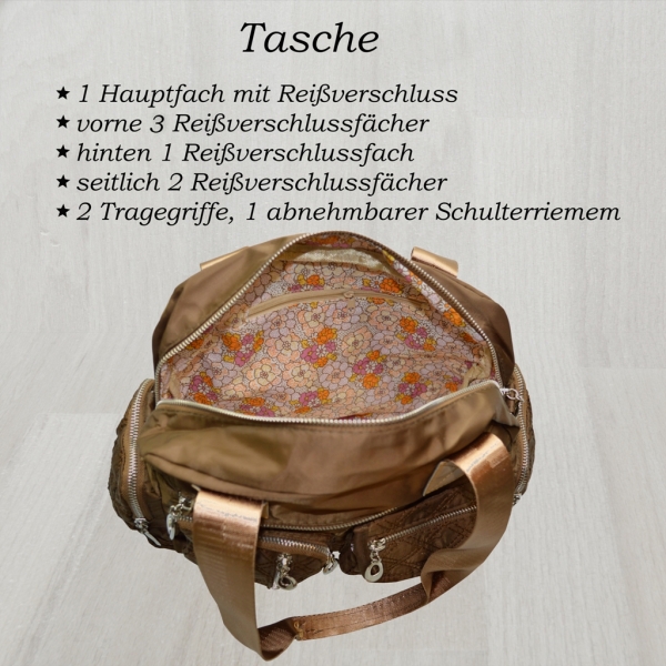 flevado Große Damen Umhängetasche Reißverschluss Freizeittasche Jugend/ Frauen braun